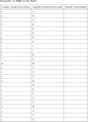 Table for entering the variables / Tabelle zum Eintragen der Variablen